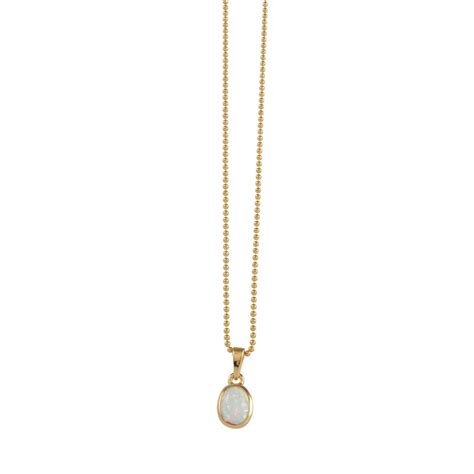 Oval Czelline Opal Ball Chain Necklace .